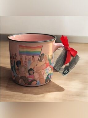 NEW Kenzie Studio Co. Pink PRIDE Large Coffee Tea Mug Rainbow Love Diversity